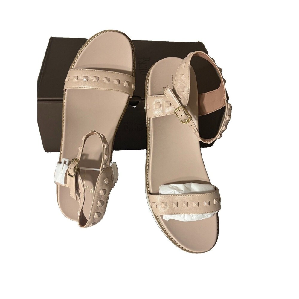 Linea Paolo Vichi-L Blush Pink Napa Studded Espadrille Wedge Sandals Women’s 11